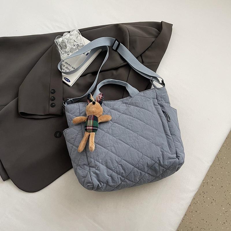 

Сумка-тоут большой вместимости для поездок на работу осенью и зимой, сумка через плечо для студентов на занятия, корейская версия хлопковой одежды, сумка-мессенджер, повседневная ручная no pendant синий