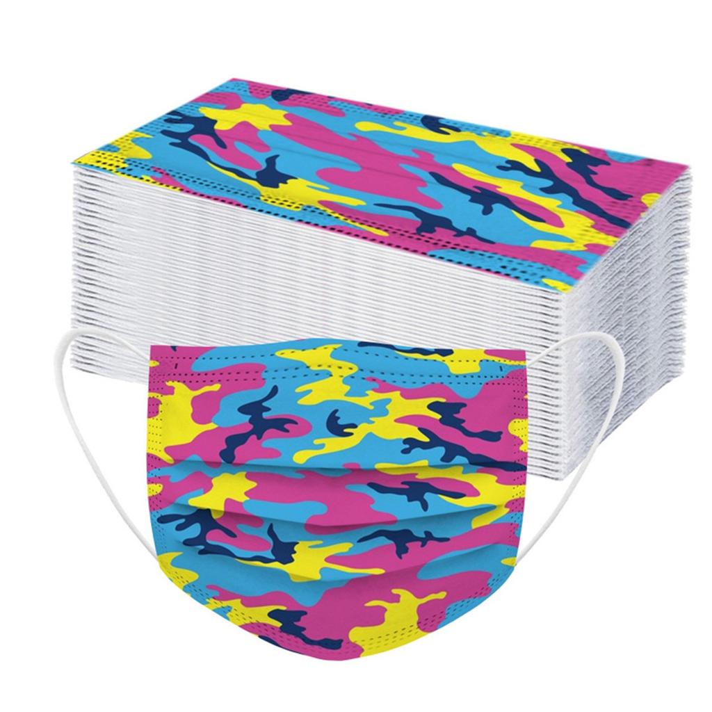 Printing Disposable Three Layer Face Mask With Nose Strip 50PCS