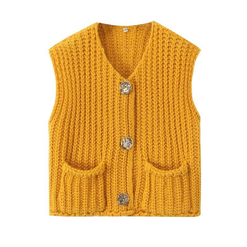 Kaslead New Arrival Women's Clothing Fashion Style Fashion Minimalist Sleeveless Short Knitted Vest