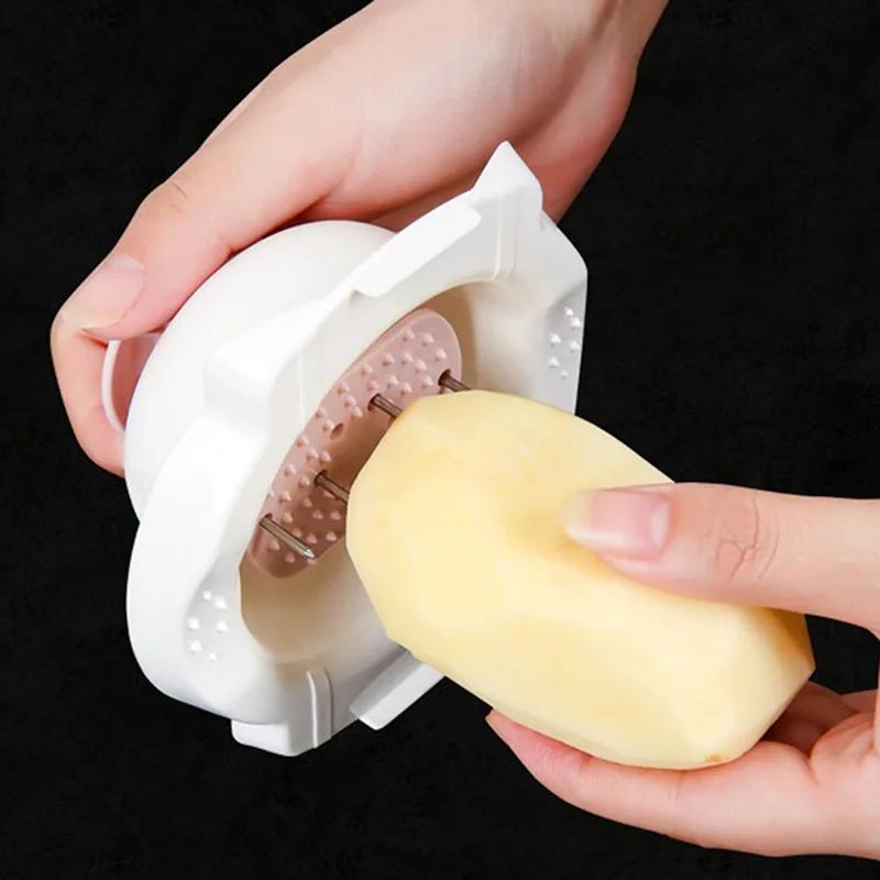 Wooden Potato Grid Slicer Vegetable Grater Corrugated Net Chopper Cutter Wave Knife Chipper Salad Kitchen Shredder Peeler Masher