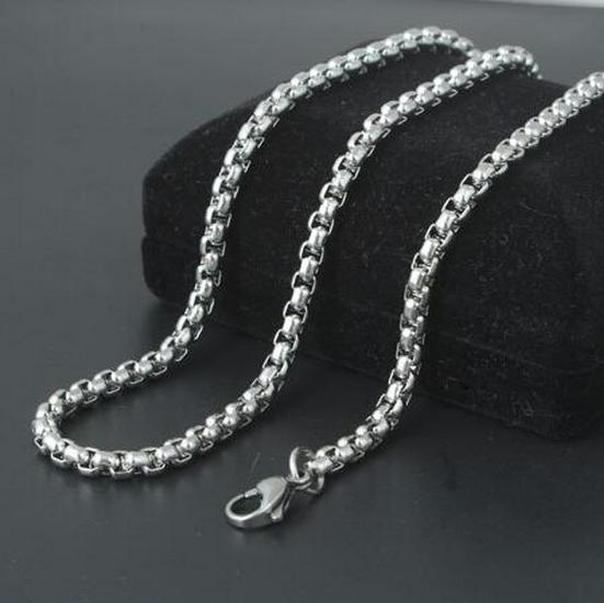 Men's Stainless Steel Pearl & Titanium Clavicle Necklace - Square Chain Design