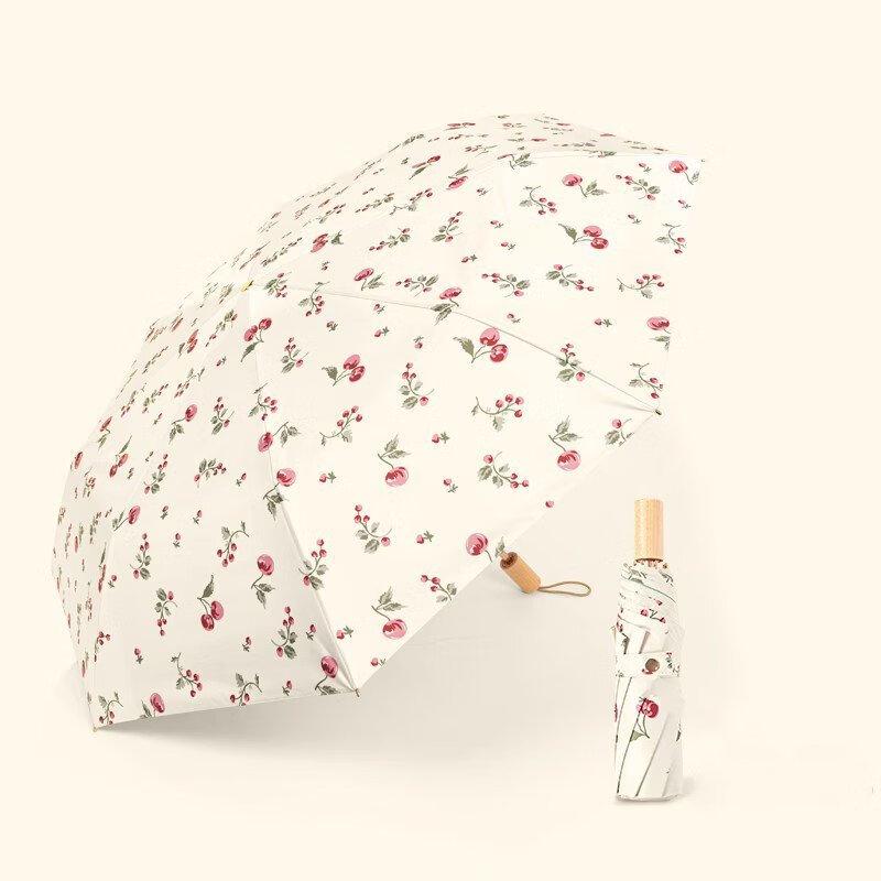 Li Lang Vintage Cherry Blossom Folding Sun & Rain Umbrella