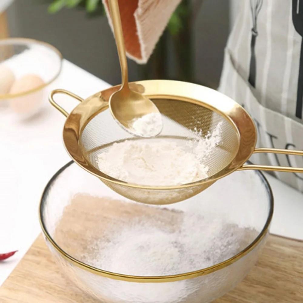 New Stainless Steel Oil Strainer Fine Mesh Golden Flour Sifter Sieve Coffee Mesh Filter Kitchen Bakware