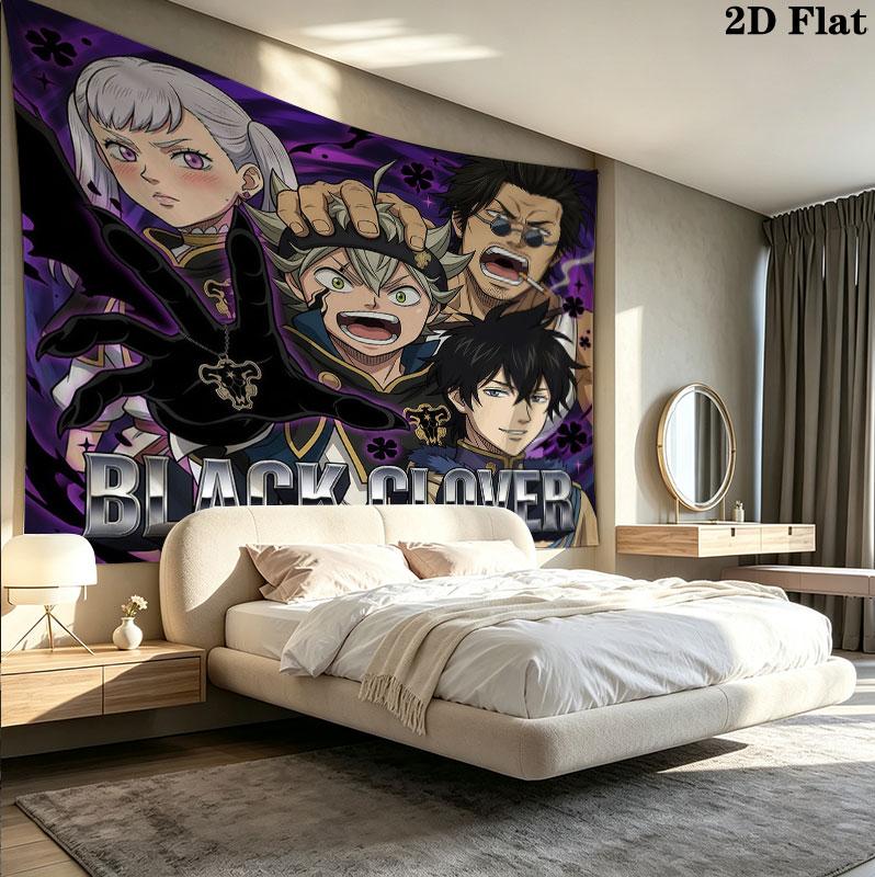 Black Clover Gobelin Ścienny Estetyczny Wiszący na Ścianę Tkanina Drukowana Koc Dekoracyjne Gobeliny Do Sypialni Salonu Wystrój Domu