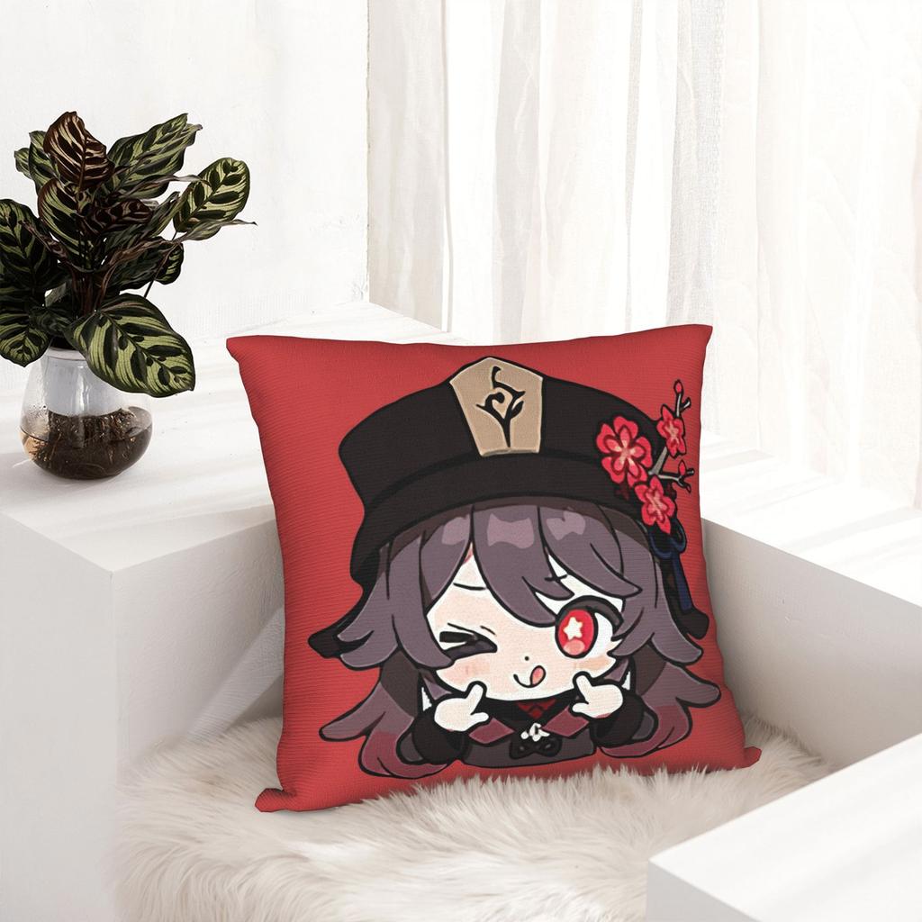 Printing Hu tao genshin impact Pillowcase Polyester Cushion Cover Decorations cute waifu anime Pillow Case Cover Bedroom Zipper