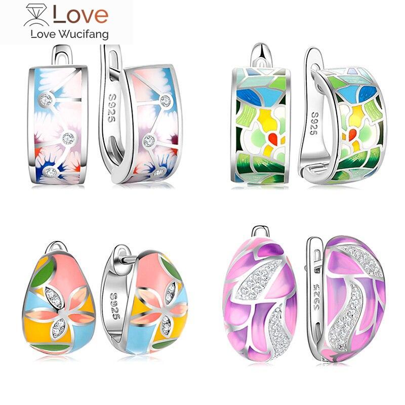 

Серьги для женщин, новые, стерлинговое серебро 925 пробы, цветная эмаль с кубическим цирконием, серьги-цветы, роскошные ювелирные изделия, эмаль