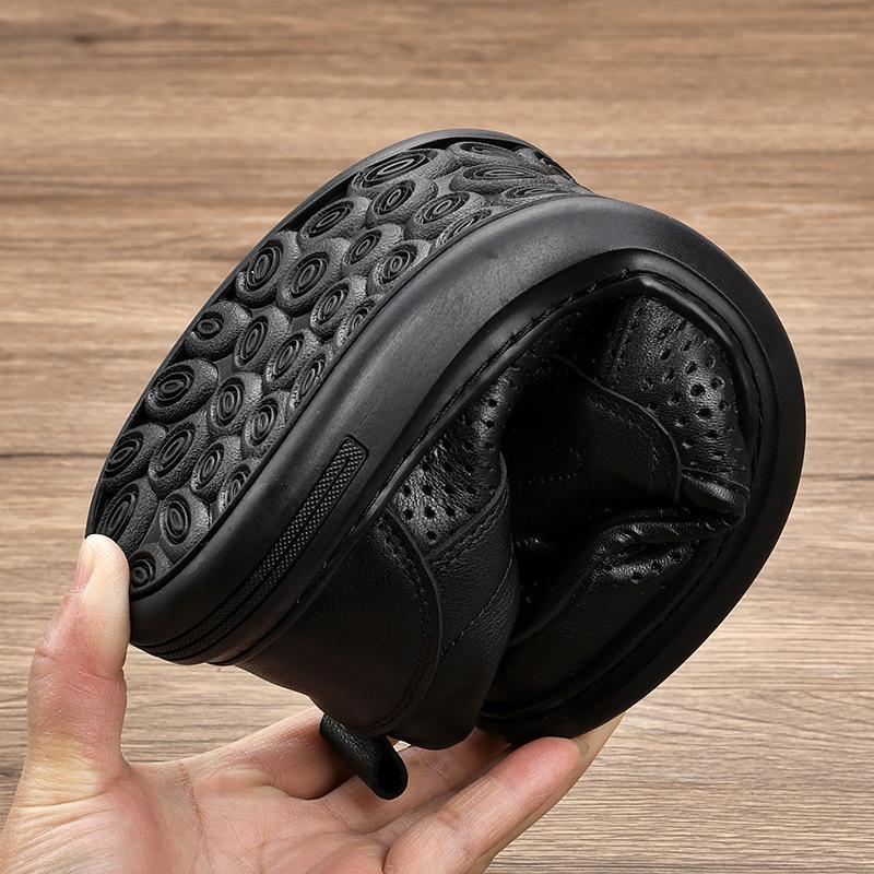 Men's Shoes Summer Breathable Casual Leather Sandals Men's Top Layer Cowhide Hollow Hole Shoes Men's Business Leather Shoes Soft Sole