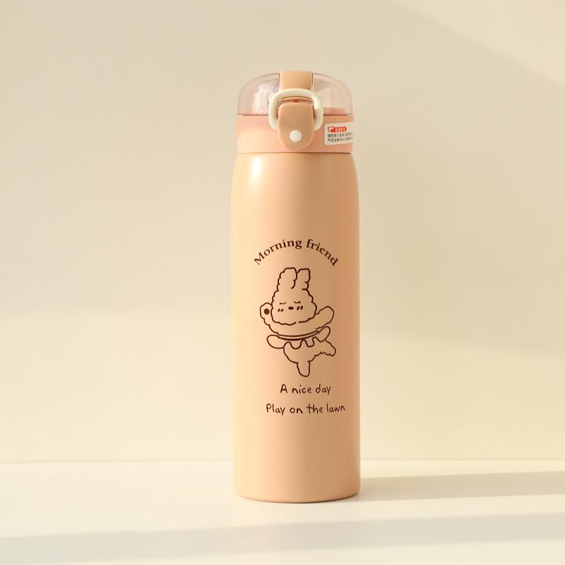 350ml/500ml Cartoon Stainless Steel Vacuum Flasks With Straw Portable Kids Thermos Mug Thermal Water Bottle Tumbler Thermocup