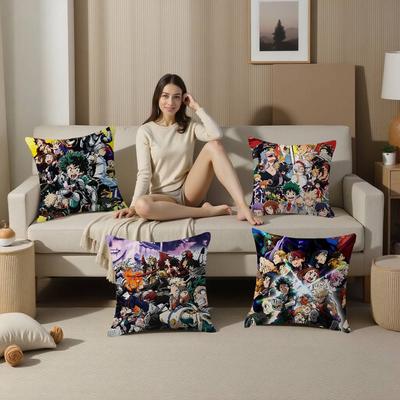 My Hero Academia Anime Decorativo Estética de Habitación Funda de Almohada Decoración del Hogar Dormitorio Sofá Cama Funda de Cojín 45x45