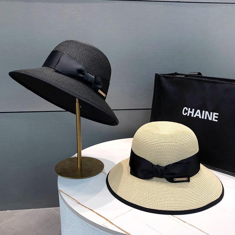 Summer bow straw woven sun hat women 2025 new seaside beach straw hat UV protection sun hat
