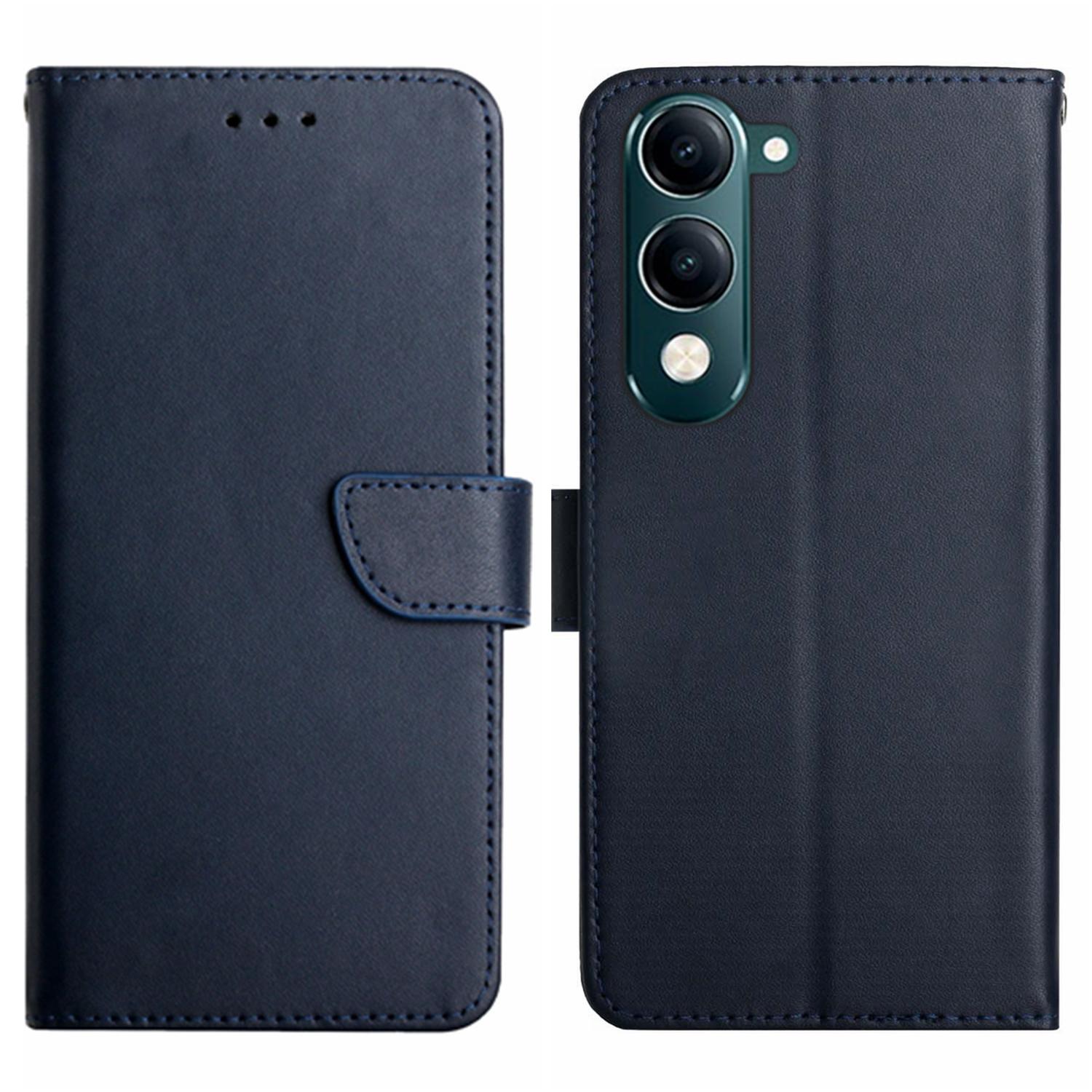 

For vivo Y04 4G/Y29s 5G Case Genuine Cow Leather Phone Cover Nappa Texture B