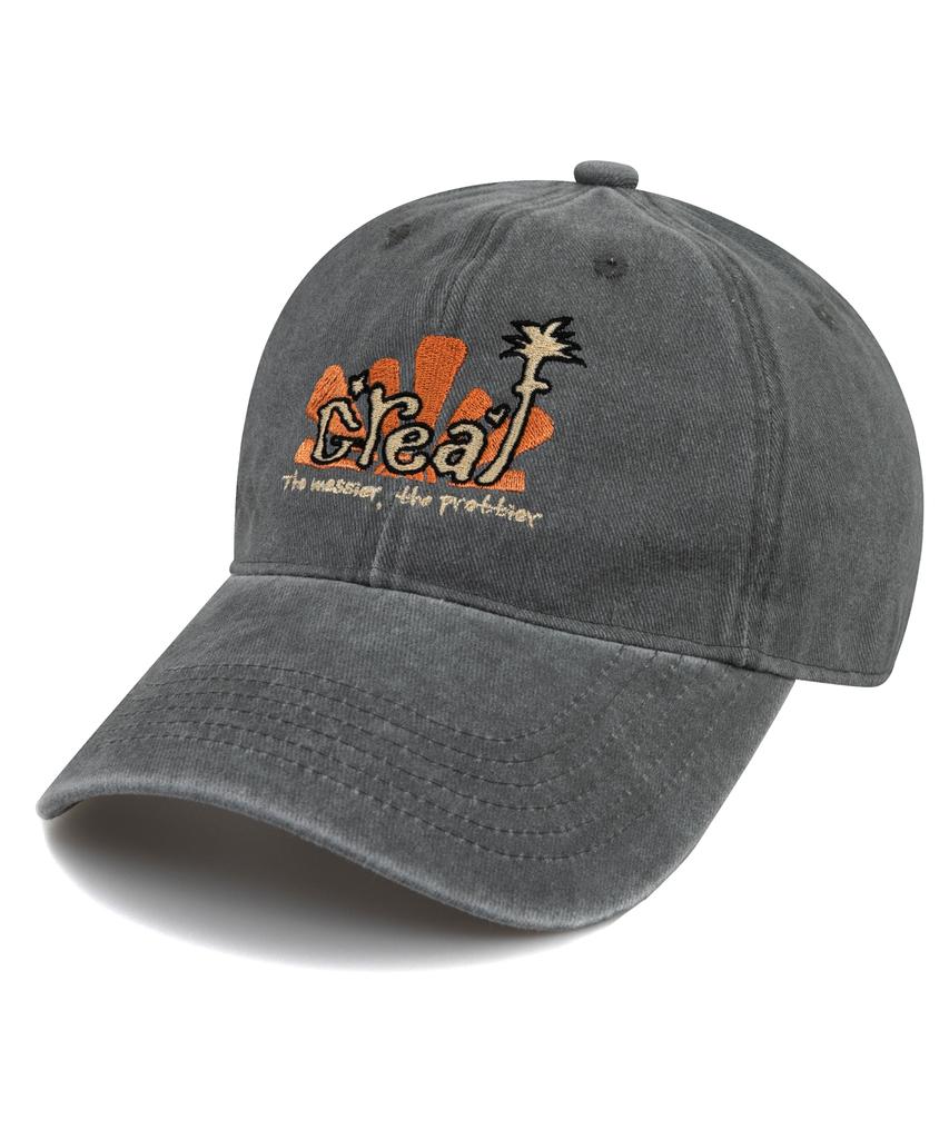 Bichiseuaenkeulim Creaf Stone-Washed Ball Cap-Gray