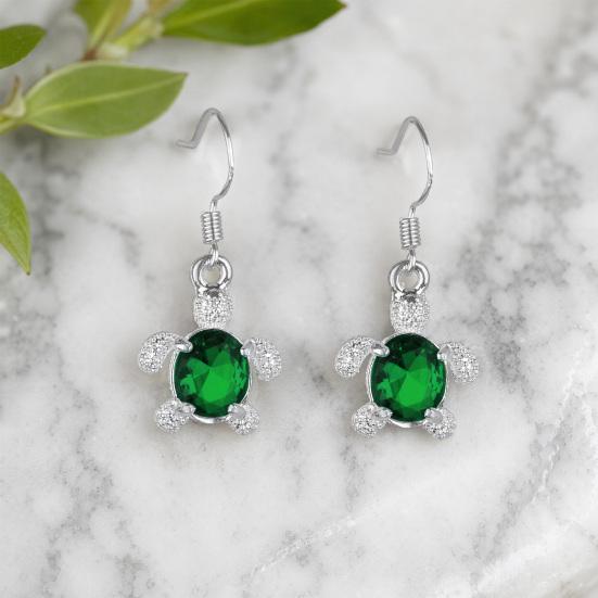 1 Pair Hook Earrings, Turtle Shape Drop Earrings with Rhinestones Inlaid, Summer Style Polished Smooth Earrings for Jewelry Gift