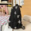 Butterfly Embroidery Backpack Casual Daily Bag Large Capacity School Bag for Students Commuters Minimalist Fashion Design with Tassel Details