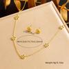 Gold Plated Camellia Jewelry Set Necklace Earrings Bracelet