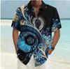 Stylish Colorful Men's Shirt Outdoor Street Short Sleeve Top Laser Printed Pattern