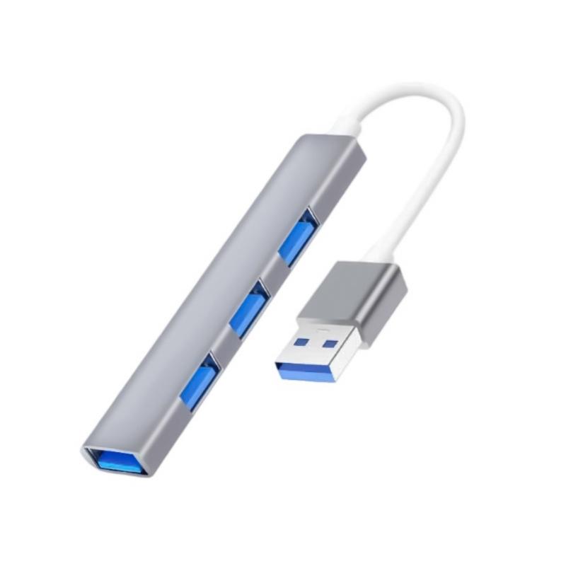 Алюминиевый USB-разветвитель 4 в 1 USB C-разветвитель USB C на 3xUSB2.0+1xUSB3.0 Адаптер-разветвитель USB-удлинитель Док-станция для ПК Клавиатур серый