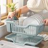 Kitchen Drain Rack Dishwasher Plastic Storage Box Water Filtering Dish Plate Bowl Holder Countertop Utensil Organizer