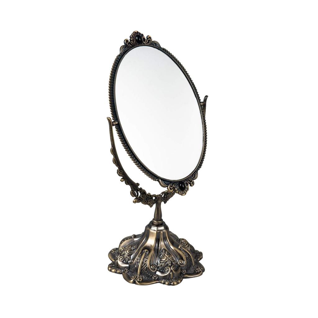 Feyarl Tabletop Makeup Tabletop Makeup Makeup Stand Elegant Rotating Cosmetic Western Style Makeup Retro Bronze Mirror, Mirror, Mirror, Mirror, Tools,