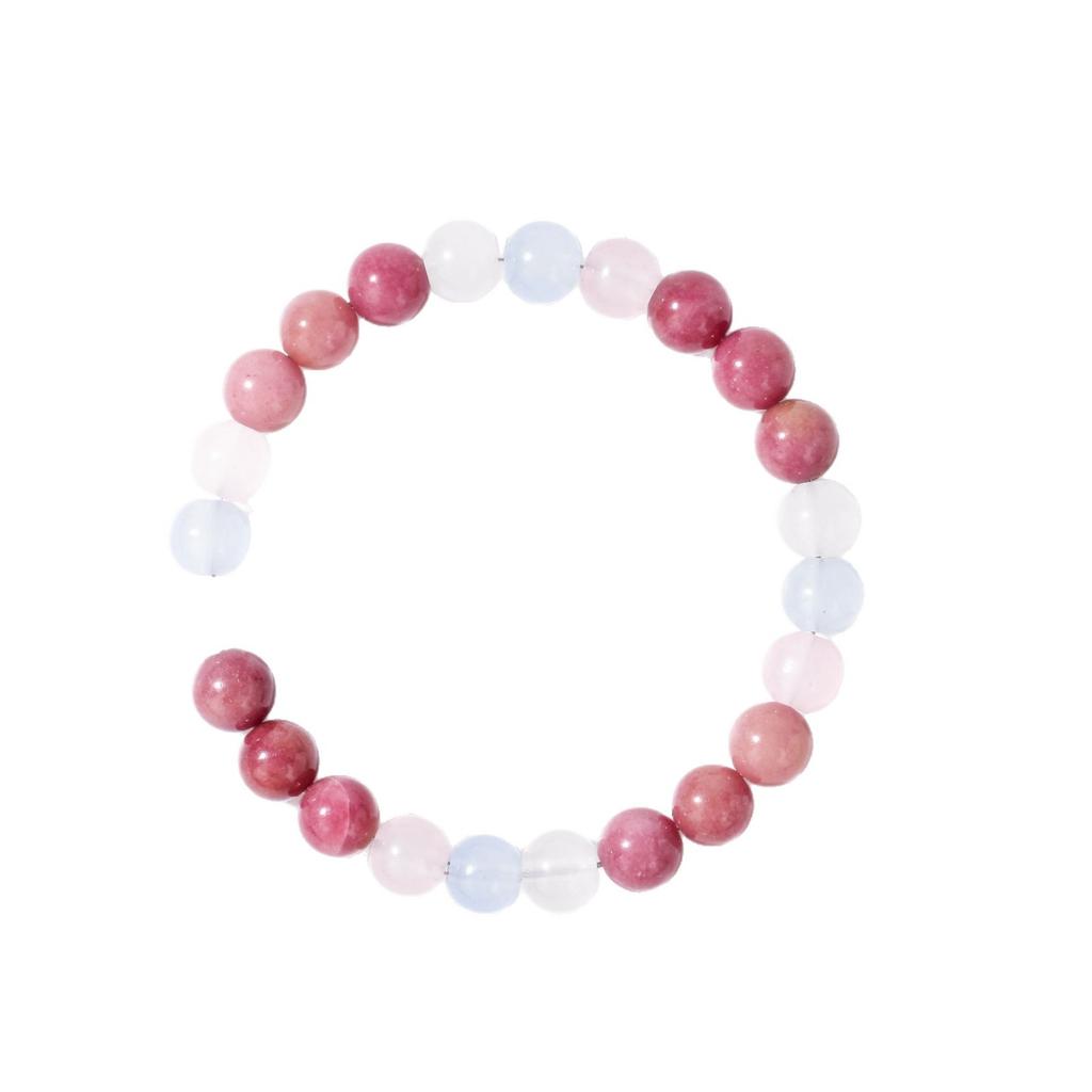 Festive Gifts Pink Purple White Stone Beaded Bracelet Gentle Fashion Jewelry For Women Daily Wear Gift