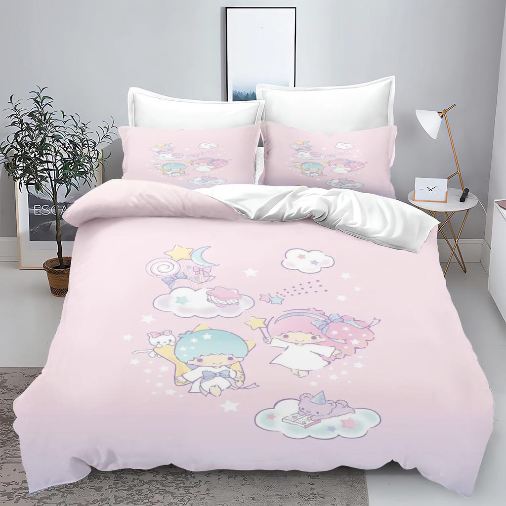 Little Twin Stars Sanrio Bedding Sets Cute Comforter Cover Bed Cover Duvet Cover Pillow Case 2-3 Pieces Sets Kids Adult Size