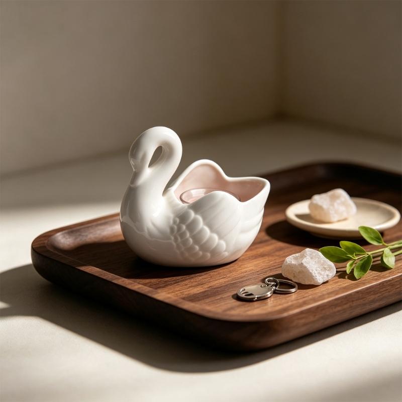 Decorative Ceramic Duck Tealight Candle Holders for Dining Table Centerpieces, Tabletop Small Succulents Planter Pot for Shelf Decors