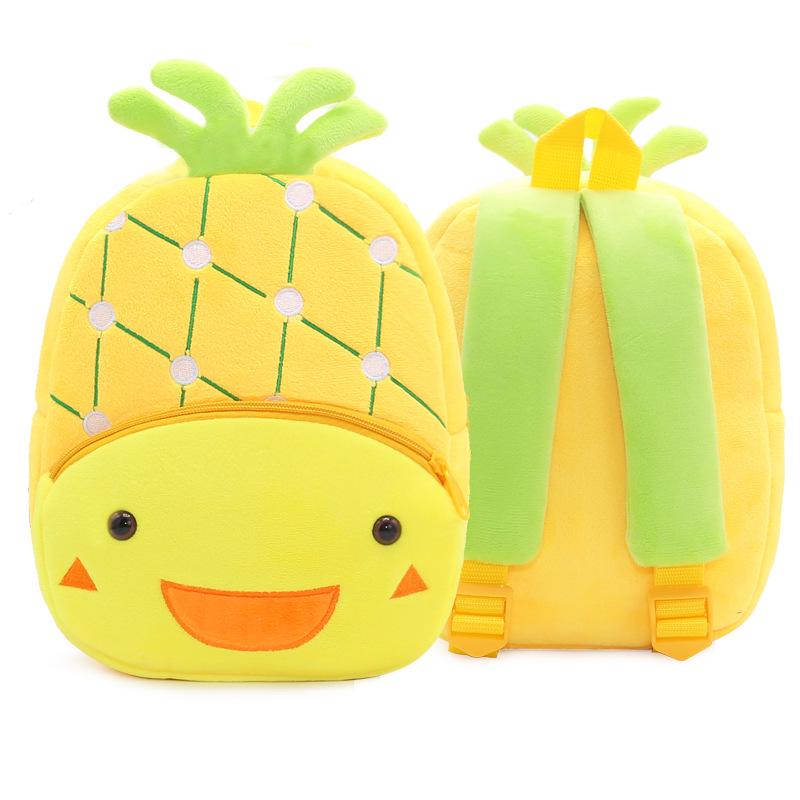 Adorable Cartoon Fruit Backpack for Kids Aged 2-4: Soft Plush Double Shoulder Design