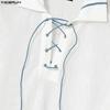 INCERUN Oversized Men Long Sleeve Hollow Bandage See Through Webbing Loose T-shirts Tops