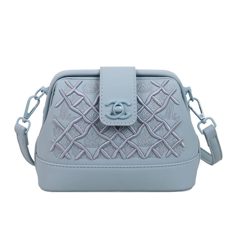 Tung Industri Broderi Skalväska Dam Ny Premium Texturerad Broderitråd Enfärgad Axelväska Crossbody