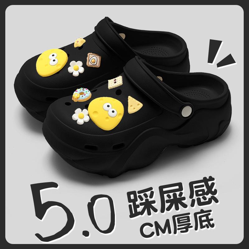 Thick-soled hole shoes summer new outer wear seaside beach non-slip deodorant bag head eva sandals