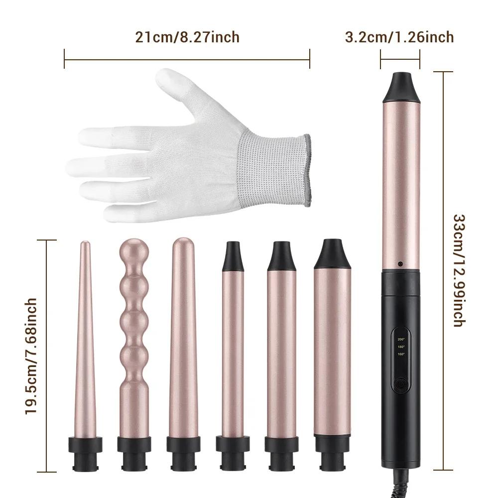 Professioneller Lockenstab 6 in 1 Schnellheizender Elektrischer Lockenstab Haushalt Einstellbare Temperatur Haarstyling-Tool für Frauen