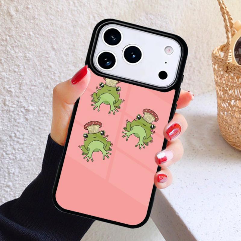 Mushroom Frog Cartoon Phone Case For iPhone 17 Air 16 15 14 13 12 11 Pro Max Plus