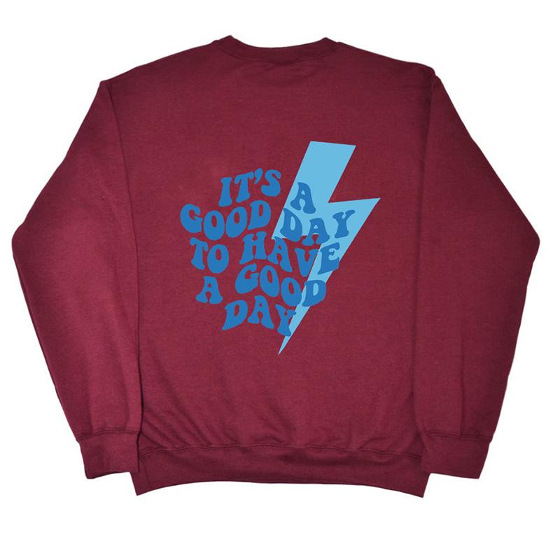 Its A Good Day To Have A Good Day Sweatshirt Funny Lightning Bolt Pullovers Sweatshirt Women Trendy Vintage Top