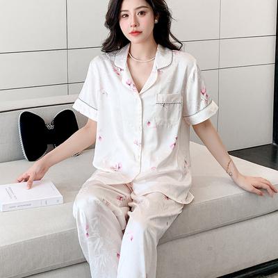Buz ipeği pijama kadın 1011 yeni yazlık seksi kısa kollu pantolon dışarıda giyilebilir ev giysisi iki parçalı takım yazlık