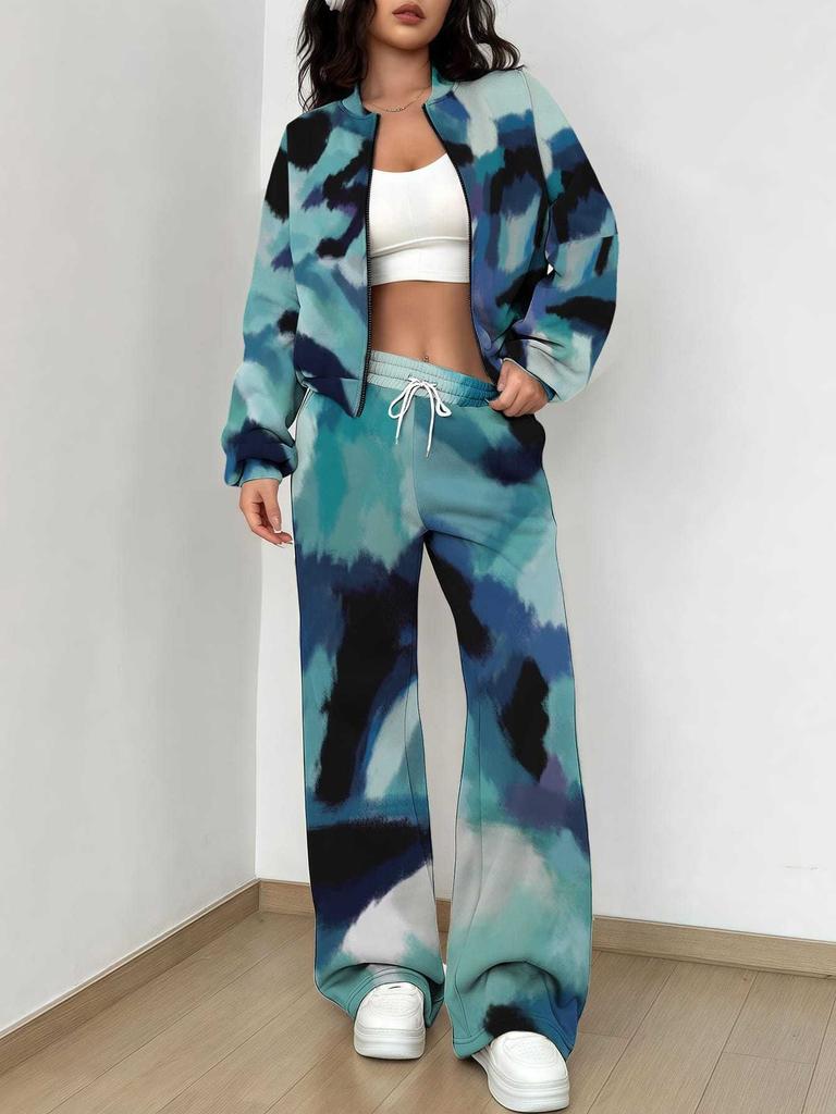 Flame pattern splicing autumn and winter new European and American women's clothing retro pattern printing suit women
