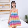 Summer Girls' Sleeveless Cotton Gauze Nightgown Pajamas