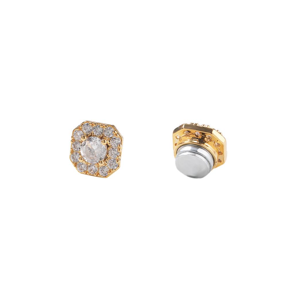 8MM round zirconium, snowflake cross rock candy without ear holes, strong magnetic stud earrings, trendy versatile earrings.