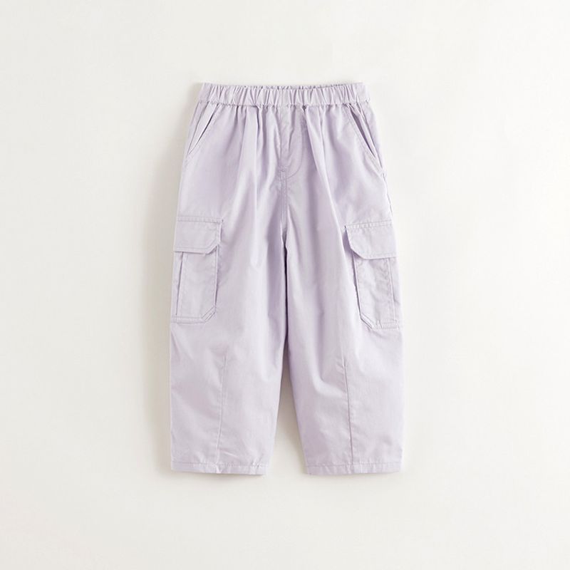 [Soft Pima Cotton] Mark Jenny Boys and Girls Outdoor Lightweight Cargo Pants Children s Pants Spring Wear 550375 Gray Purple 110