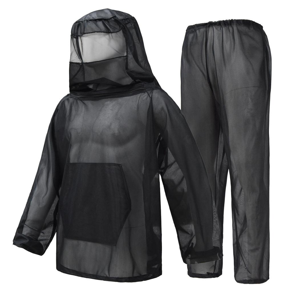 Mesh Insect Protection Suit with Hood and Full Coverage for Outdoor Hiking Camping Fishing Lightweight Breathable Insect Shield Outfit