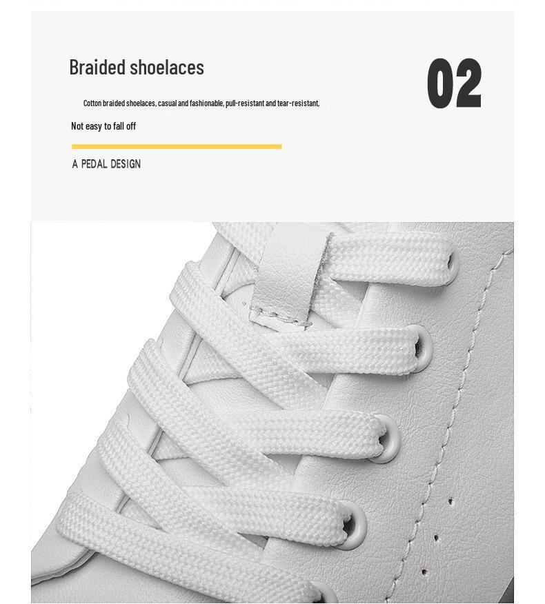 Men's Low-Top White Cowhide Sneakers - Versatile Casual Youth Style for Spring and Autumn