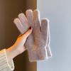 Finger gloves winter women's new thickened warm solid color cute student cycling cold-proof wool gloves women