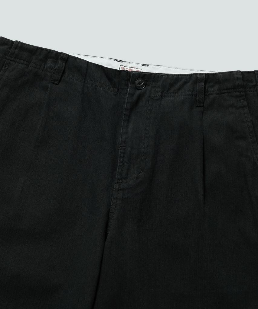 Pilpeu One-Tuck Herringbone Washed High Waist Pants (Black)