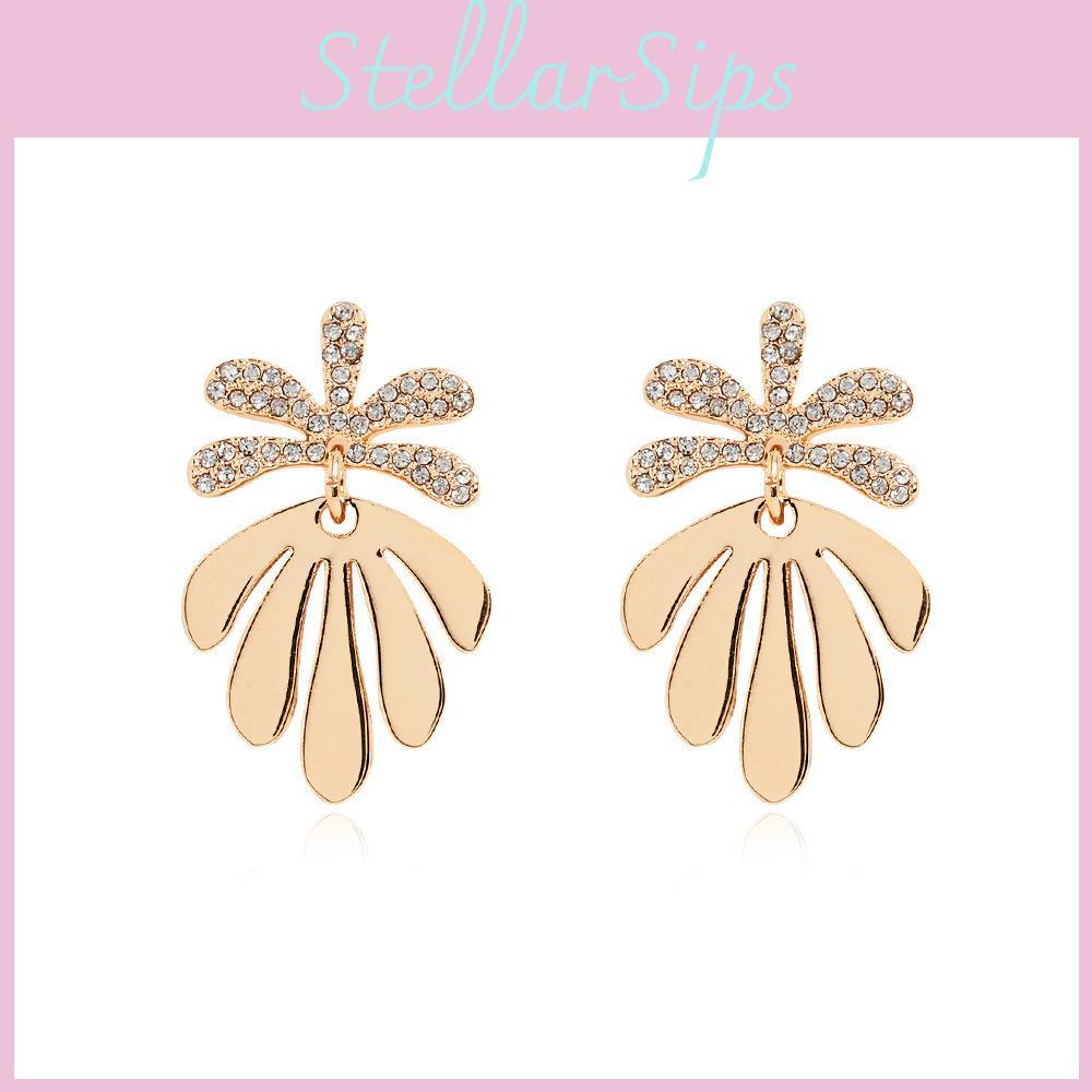 Delicate Leaf Stud Earrings Chic Alloy Design In Gold And Silver Perfect For Celebrations