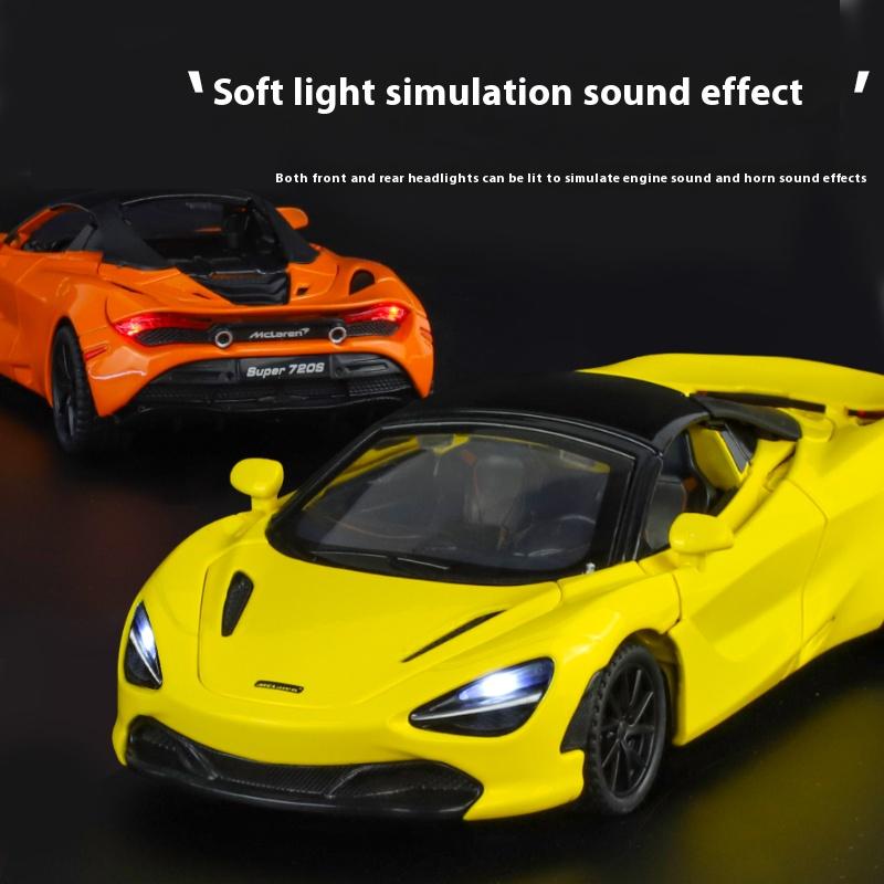 Boxed 1/32 Alloy Die-cast McLaren 720S Car Model, Children's Toy Car with Sound and Light, Desktop Decoration Ornaments for Boys Gifts