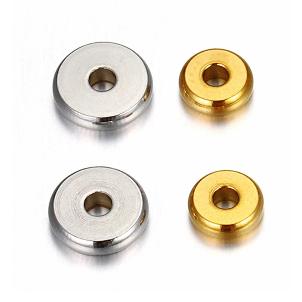 20pcs 4-10mm Gold Stainless Steel Flat Round Bead Loose Spacer Beads for DIY Bracelet Necklace Jewelry Making Wholesale