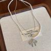 Bow Pearl Necklace Women's Cold Gentle Neck Chain Elegant Temperament Daily Sweet Versatile Clavicle Chain Tide
