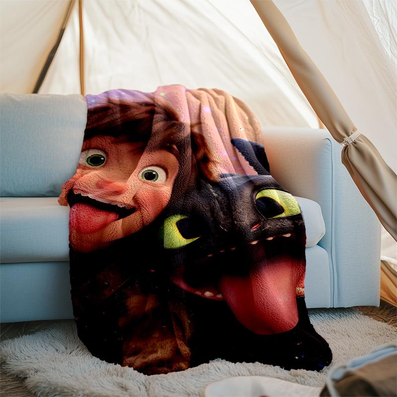 Dragon Theme Printed Blanket Perfect For Couch Bed Travel Outdoor Use Machine Washable Cozy Durable