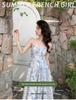 French Blue Floral Strappy Maxi Dress - Elegant Summer Beachwear