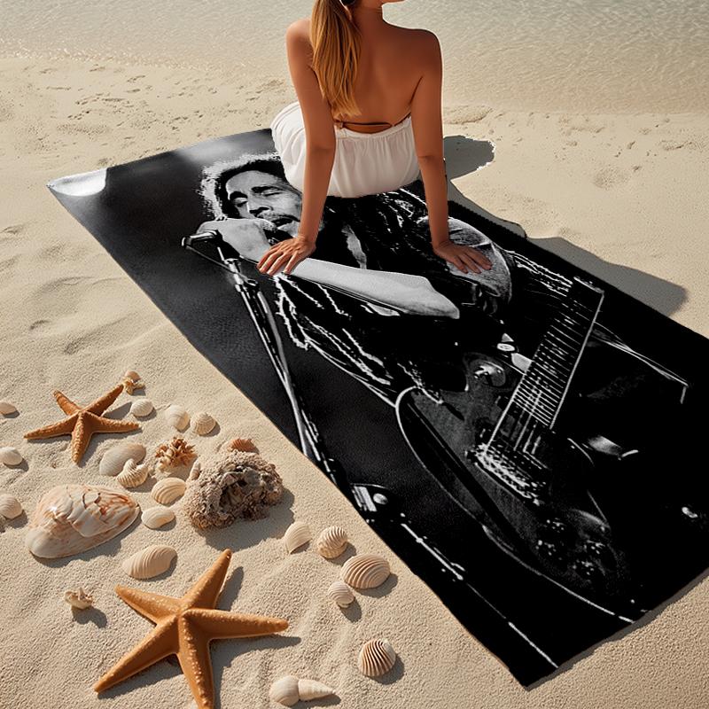 Bob music Vibrant Art Beach Towel, Super Soft Microfiber, Gift for Her/Him, Birthday, for Pool, Beach, Travel, Home Decor Fan gifts