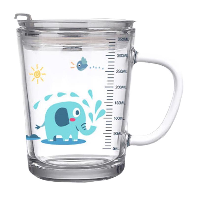 

btif Kids Heat-Resistant Glass Milk Cup with Straw & Handle